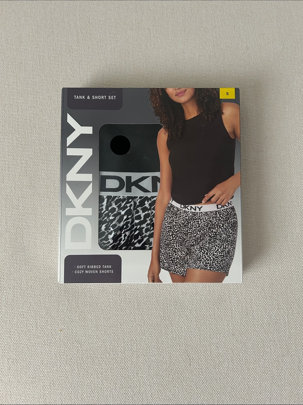 DKNY Tank & Short Set — Black/Animal Print